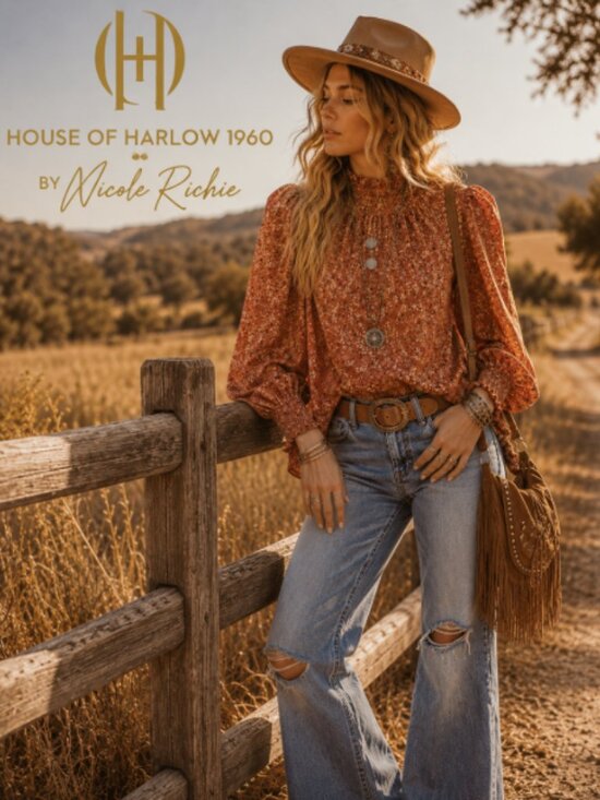 House of Harlow 1960 Tops - NEW House of Harlow 1960 by Nicole Richie Patterned Long Sleeve Blouse